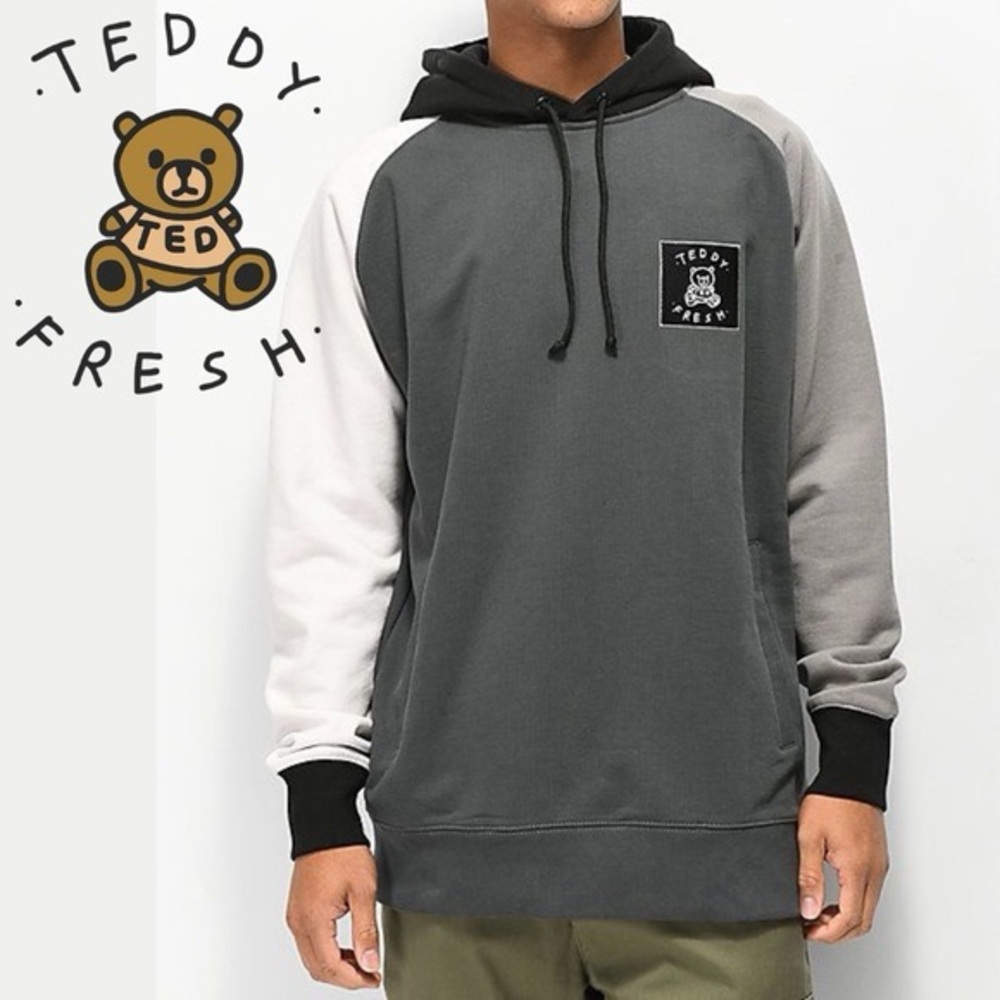 Unisex Teddy Fresh Men’s Grey Colorblock Hoodie